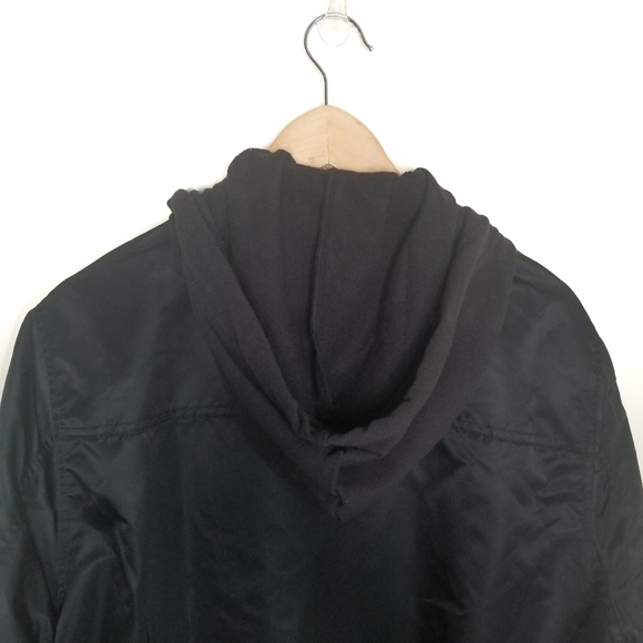 Original Use Mens Black Hooded Bomber Jacket - Picture 7 of 9